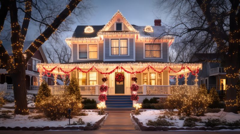 Christmas Lights Hanging in Overland Park, KS