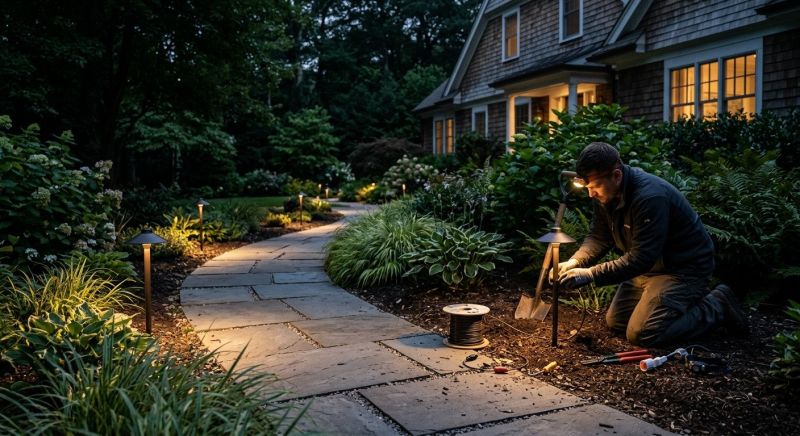 Sidewalk Lighting Installation in Overland Park, KS